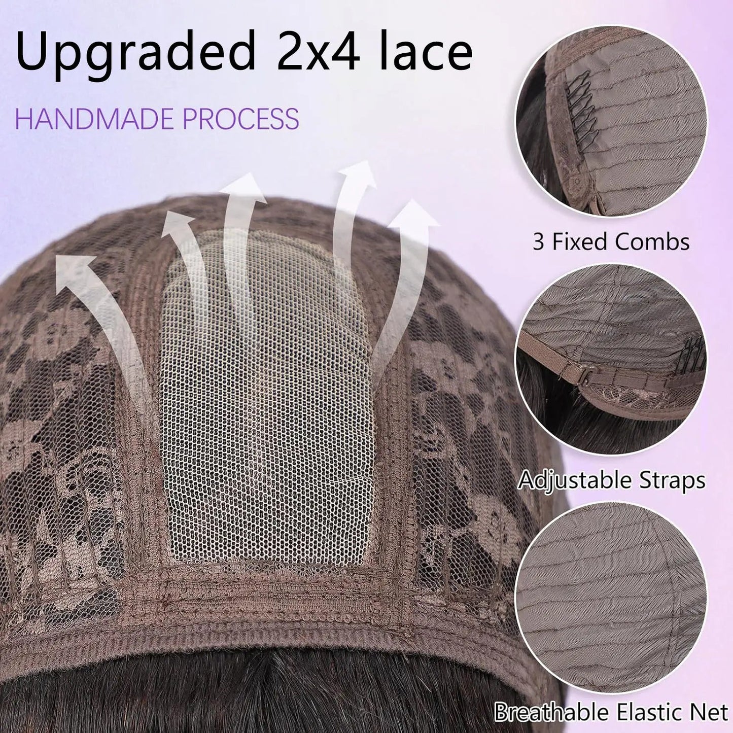 [New in Upgrade with Drawstring] Mamushow Straight Wigs with Bangs Human Hair 2X4 Lace Wig with Drawstring 180% Density Middle Part for Black Women Glueless Machine Made Wigs #Tiktokshopmemorialday#Summervibes