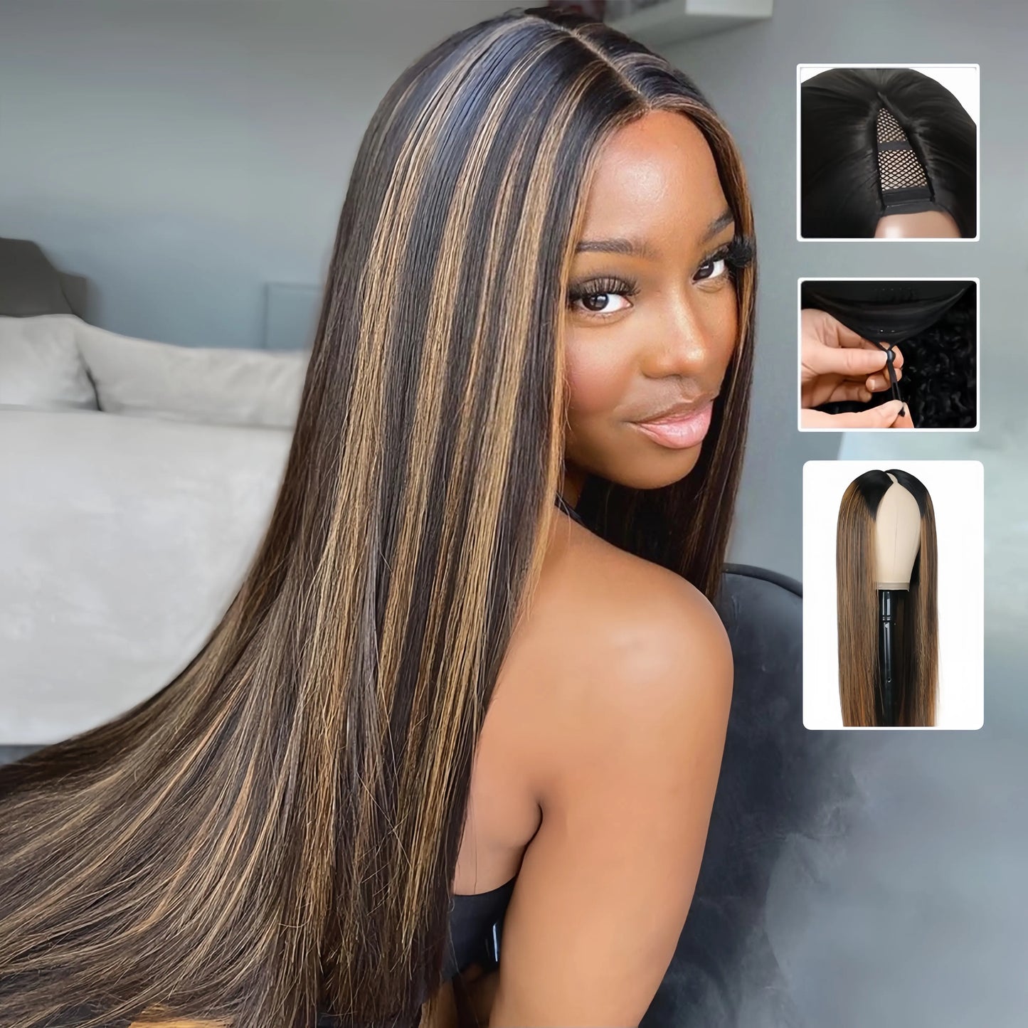 [Hot] Cheetahbeauty Upgrade with Drawstring Straight V Part Wigs Human Hair Glueless Body Wave V Part Human Hair Clip in Wigs Beginner Friendly No-Sew in No Glue Ready to Go Wig #Tiktokshopmemorialday #Weeklydeals