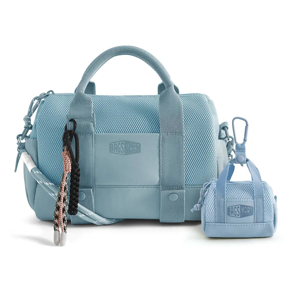 BAGSMART Reiki Mini Gym Compact Duffle Bag (9.84" X 5.9" X 6.69") 5.5L Capacity, Waterproof PVC Pocket, Adjustable Bottom Straps, Elastic Side Pockets, Ideal for Gym & Daily Use Spotlight Day Campaign