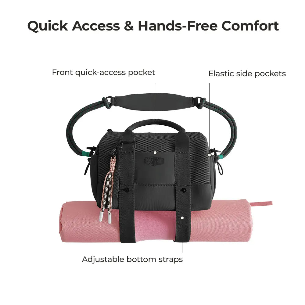 BAGSMART Reiki Mini Gym Compact Duffle Bag (9.84" X 5.9" X 6.69") 5.5L Capacity, Waterproof PVC Pocket, Adjustable Bottom Straps, Elastic Side Pockets, Ideal for Gym & Daily Use Spotlight Day Campaign