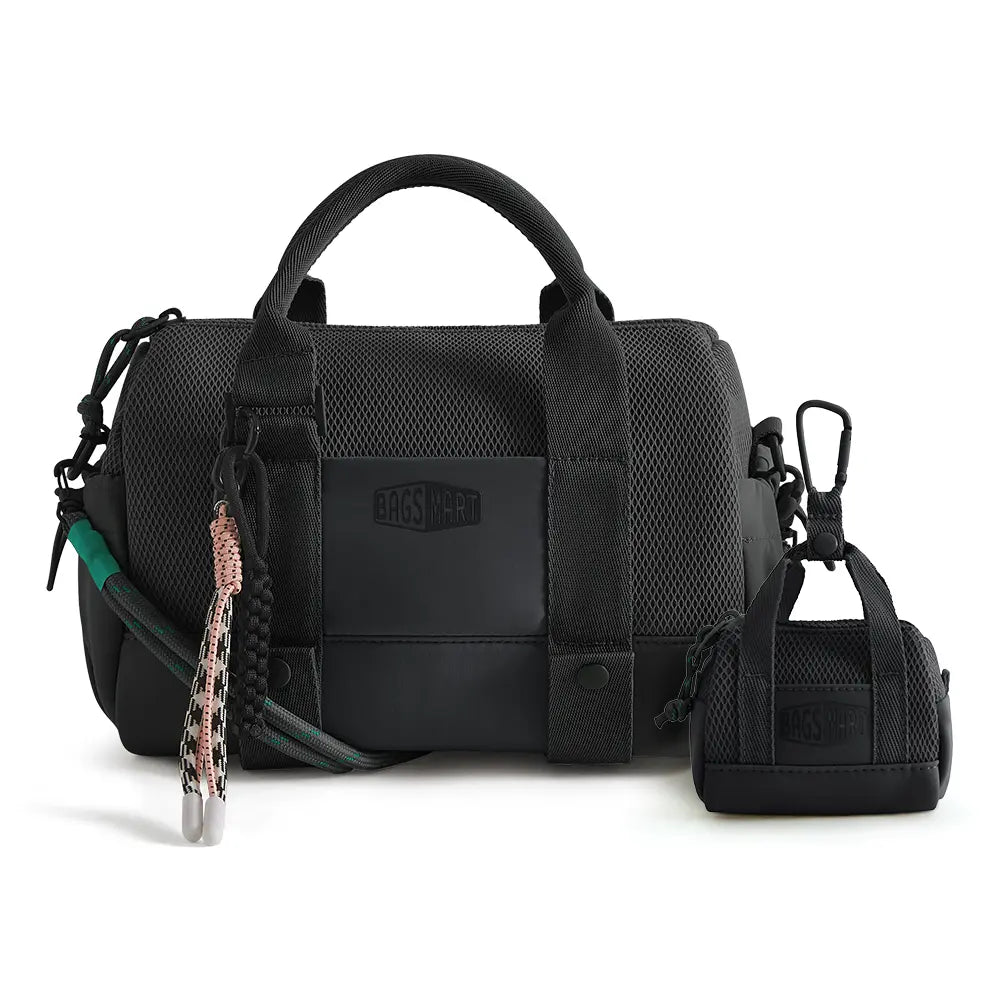 BAGSMART Reiki Mini Gym Compact Duffle Bag (9.84" X 5.9" X 6.69") 5.5L Capacity, Waterproof PVC Pocket, Adjustable Bottom Straps, Elastic Side Pockets, Ideal for Gym & Daily Use Spotlight Day Campaign