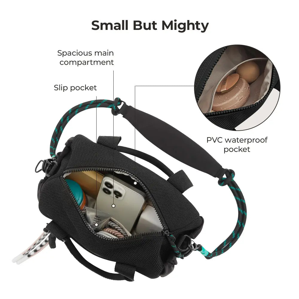 BAGSMART Reiki Mini Gym Compact Duffle Bag (9.84" X 5.9" X 6.69") 5.5L Capacity, Waterproof PVC Pocket, Adjustable Bottom Straps, Elastic Side Pockets, Ideal for Gym & Daily Use Spotlight Day Campaign