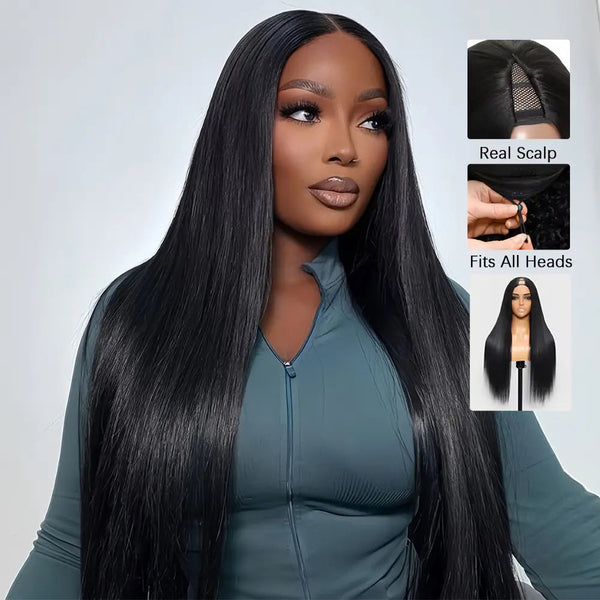 [Hot] Cheetahbeauty Upgrade with Drawstring Straight V Part Wigs Human Hair Glueless Body Wave V Part Human Hair Clip in Wigs Beginner Friendly No-Sew in No Glue Ready to Go Wig #Tiktokshopmemorialday #Weeklydeals