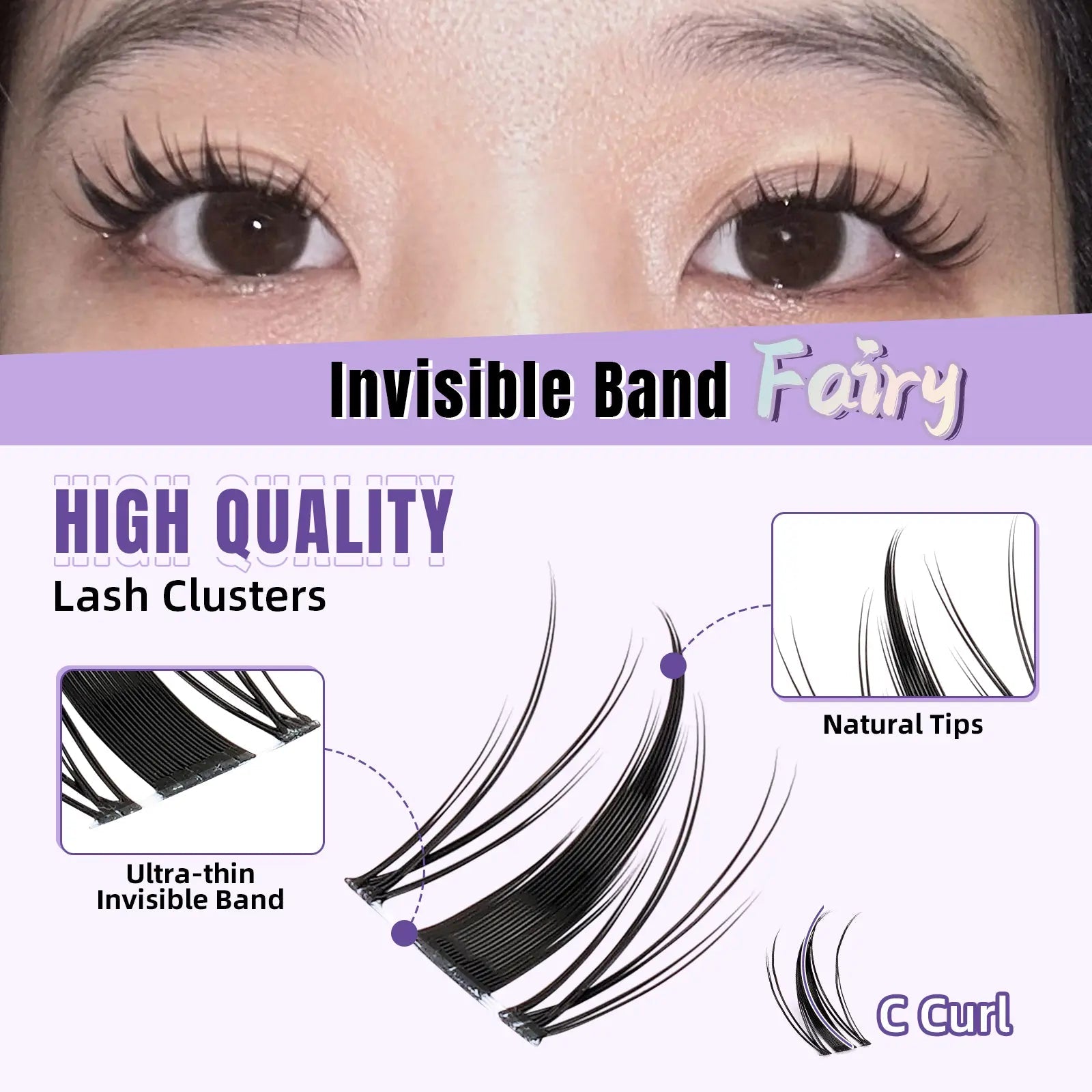 Fairy Lash Kit L B&Q Invisible Band Wispy Manga Individual Clusters,C Curl for DIY Eyelashes Extension,Waterproof Sleep Proof,Week Long Lasting Fake Lash Cosmetic Makeup Spiky Anime Lash Outdoorfun Vacation Lash Dolly #Tiktokshopmemorialday #Summervibes