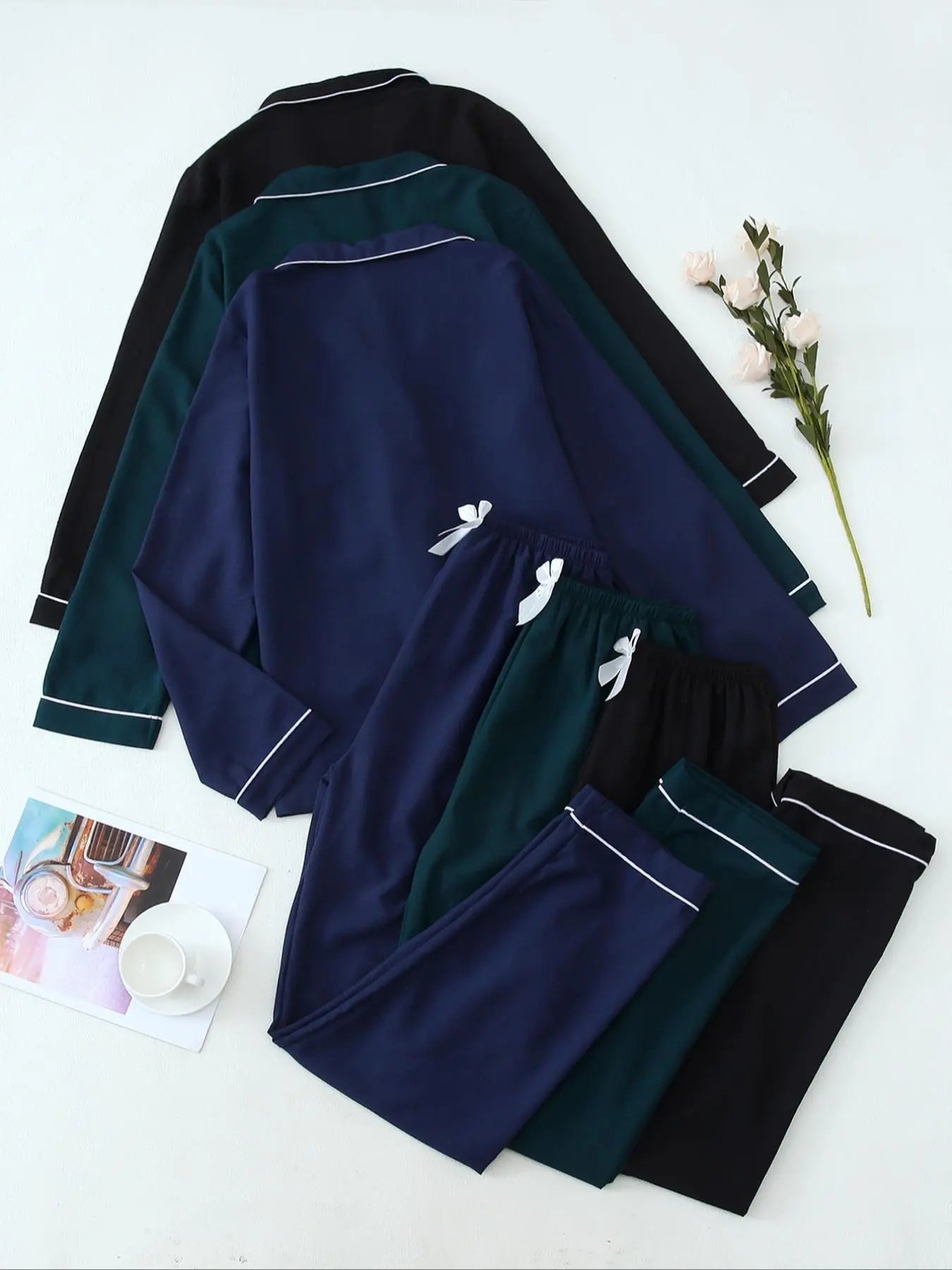 Women'S Heart Embroidered Comfy Loungewear Pjs Lounge Co-Ord Set, Casual Pajamas Set