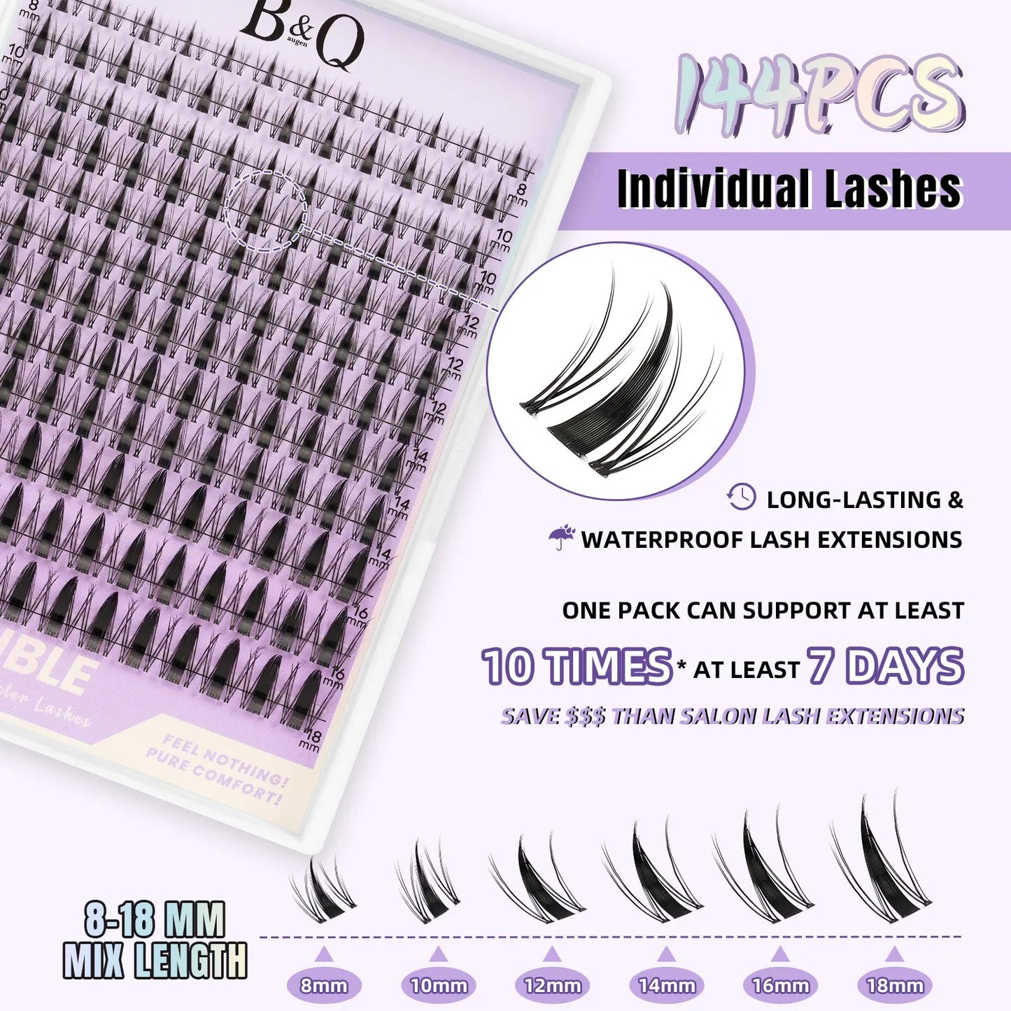 Fairy Lash Kit L B&Q Invisible Band Wispy Manga Individual Clusters,C Curl for DIY Eyelashes Extension,Waterproof Sleep Proof,Week Long Lasting Fake Lash Cosmetic Makeup Spiky Anime Lash Outdoorfun Vacation Lash Dolly #Tiktokshopmemorialday #Summervibes