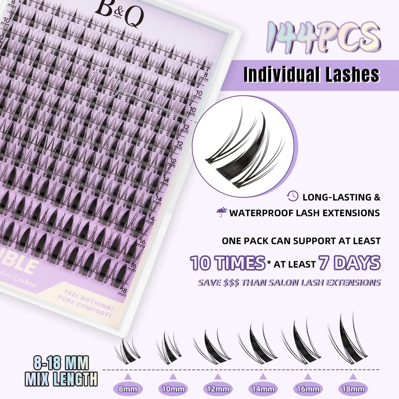 Fairy Lash Kit L B&Q Invisible Band Wispy Manga Individual Clusters,C Curl for DIY Eyelashes Extension,Waterproof Sleep Proof,Week Long Lasting Fake Lash Cosmetic Makeup Spiky Anime Lash Outdoorfun Vacation Lash Dolly #Tiktokshopmemorialday #Summervibes