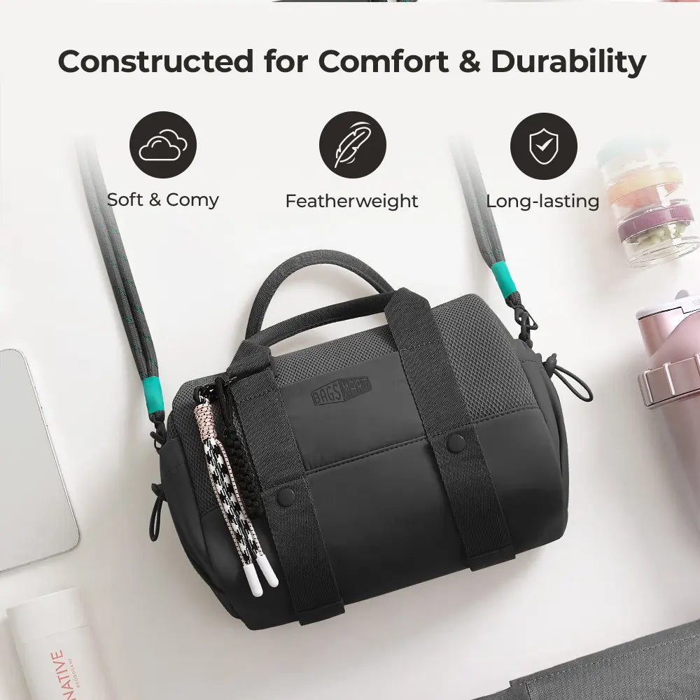 BAGSMART Reiki Mini Gym Compact Duffle Bag (9.84" X 5.9" X 6.69") 5.5L Capacity, Waterproof PVC Pocket, Adjustable Bottom Straps, Elastic Side Pockets, Ideal for Gym & Daily Use Spotlight Day Campaign