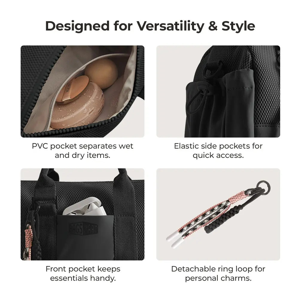 BAGSMART Reiki Mini Gym Compact Duffle Bag (9.84" X 5.9" X 6.69") 5.5L Capacity, Waterproof PVC Pocket, Adjustable Bottom Straps, Elastic Side Pockets, Ideal for Gym & Daily Use Spotlight Day Campaign